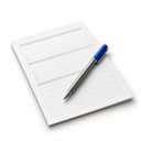 A blank printed form lying flat with a blue capped pen resting across it